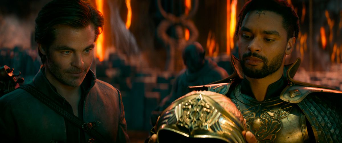 Chris Pine plays Edgin and Regé-Jean Page plays Xenk in Dungeons &amp; Dragons: Honor Among Thieves from Paramount Pictures.