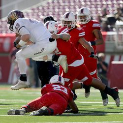 East High rolled to a 64-13 win over Maple Mountain Friday, Nov. 11, 2016, at Rice-Eccles Stadium in Salt Lake City to advance to the 4A state championship game.