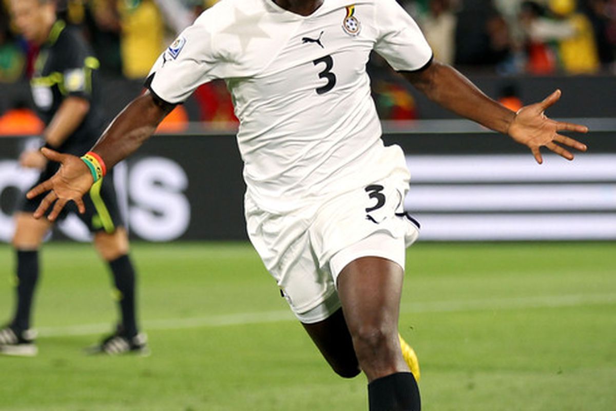 Asamoah Gyan returns from a ban hoping to batter England tonight at Wembley.