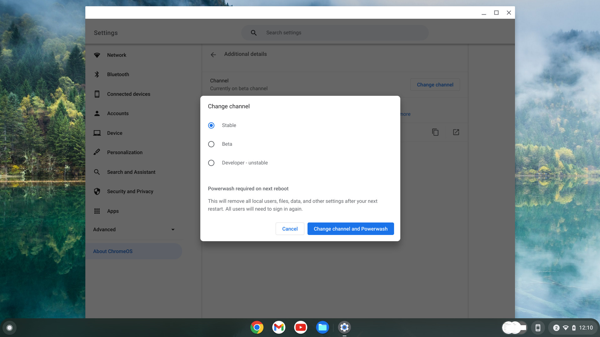 How to change your software channel on Chrome OS and the Chrome Browser