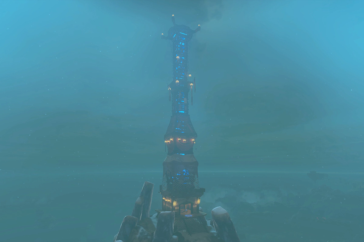 Mount Lanayru Skyview Tower and its surroundings in The Legend of Zelda: Tears of the Kingdom