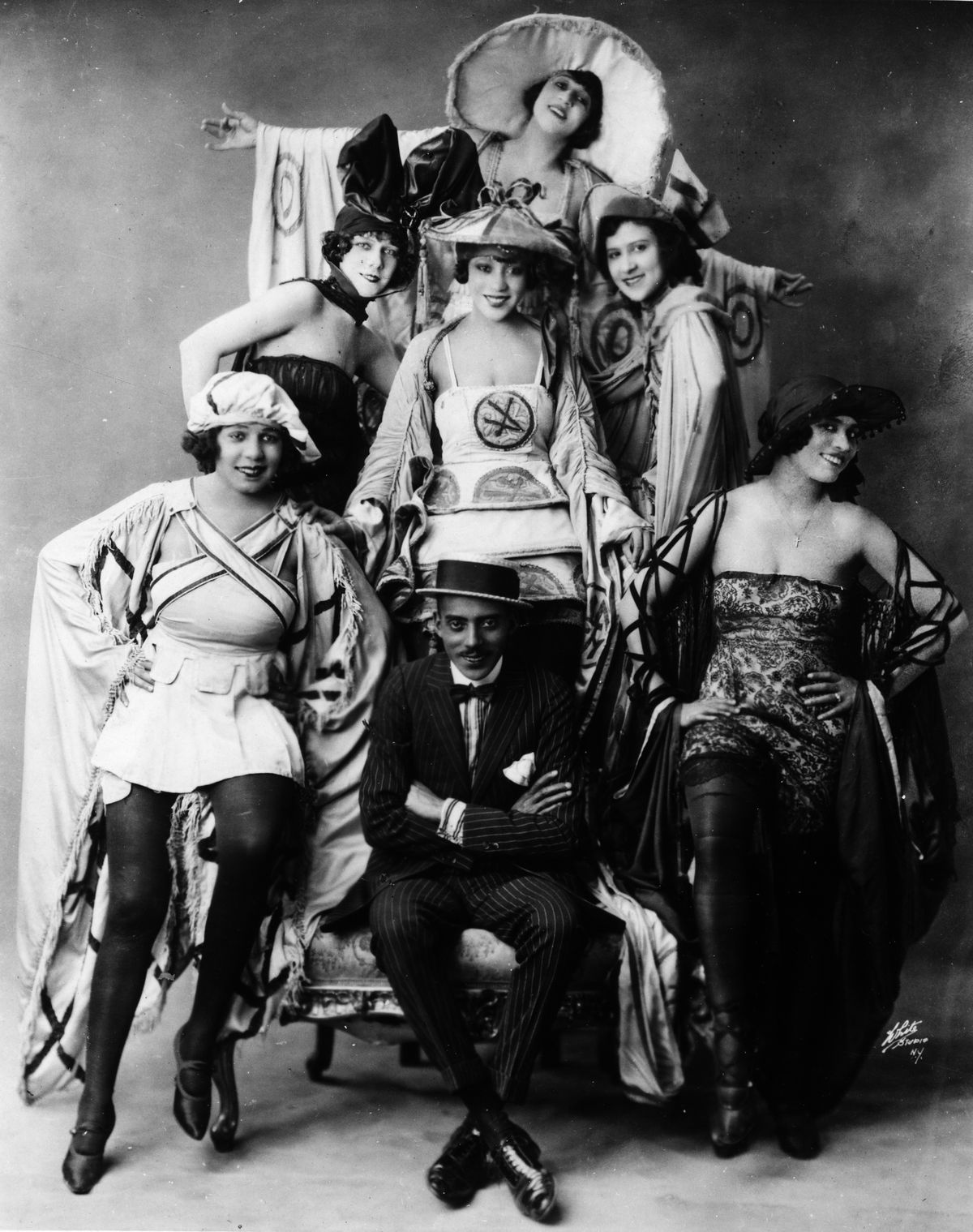 Noble Sissle with the show’s chorines in a publicity photo for the 1921 production of “Shuffle Along.”