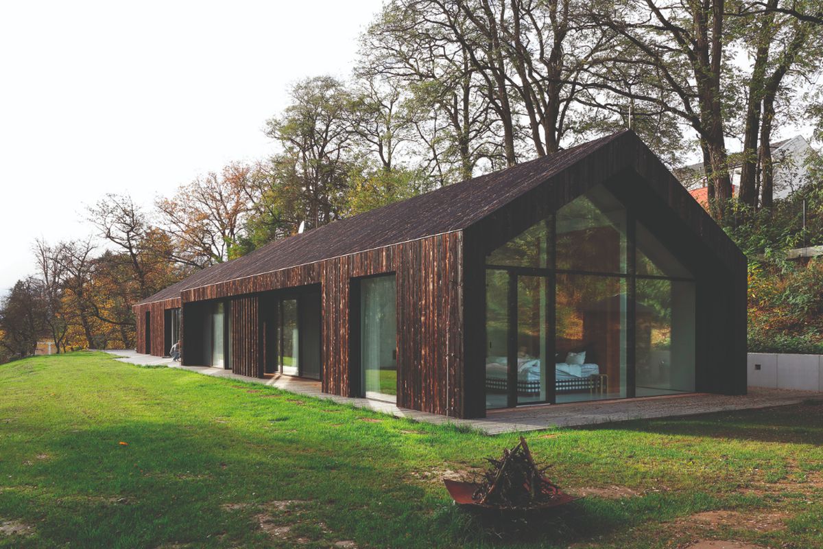 Charred wood covers airy modern home 