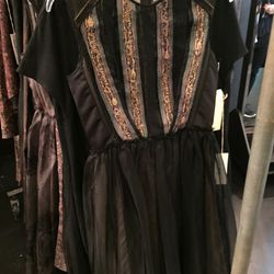 Embroidered chiffon dress, $700