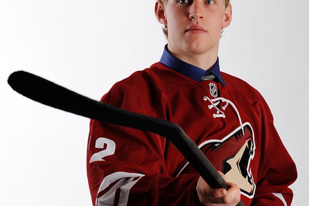 PITTSBURGH, PA - JUNE 22:  Henrik Samuelsson, 27th overall pick by the Phoenix Coyotes, poses for a portrait during the 2012 NHL Entry Draft at Consol Energy Center on June 22, 2012 in Pittsburgh, Pennsylvania.  (Photo by Jamie Sabau/Getty Images)