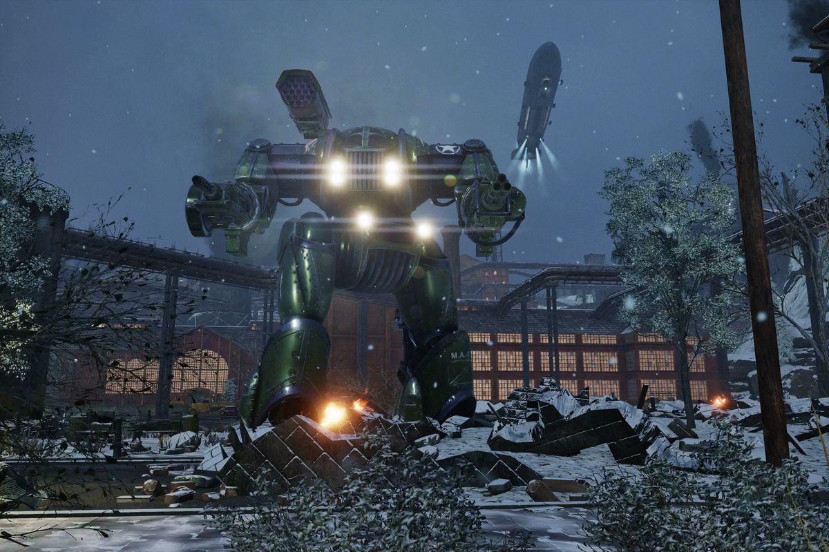 An in-game screenshot showing mechs in World of Tanks: Mercenaries.