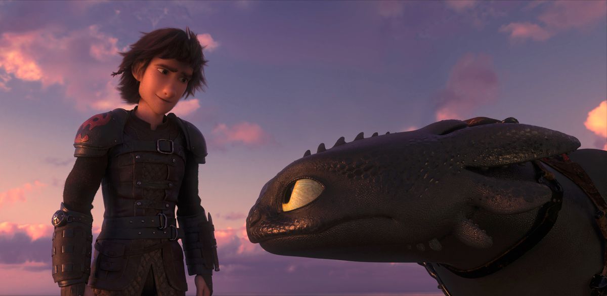 Hiccup (Jay Baruchel) and his Night Fury dragon Toothless in DreamWorks Animation’s How To Train Your Dragon: The Hidden World