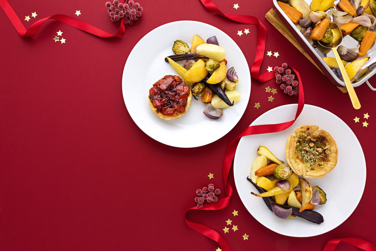 Ikea’ Christmas food menu on a red, festive background