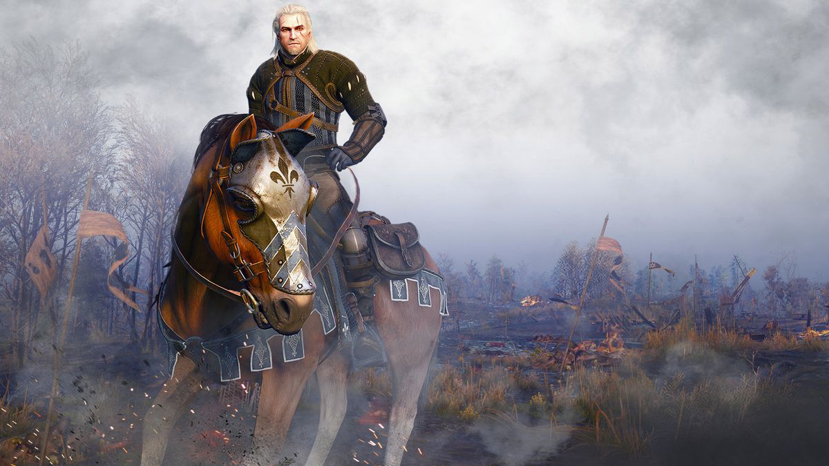 Geralt riding Roach in The Witcher 3: Wild Hunt