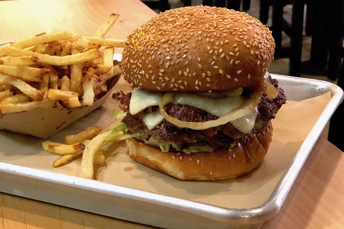 Burger and fries at Hi-Way