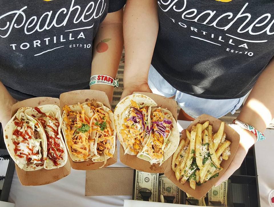 Tacos and fries from Peached Tortilla
