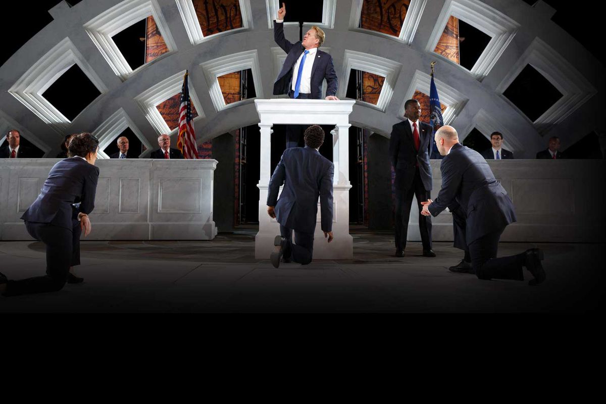 Gregg Henry plays a Trump-like Julius Caesar in the Shakespeare in the Park production.