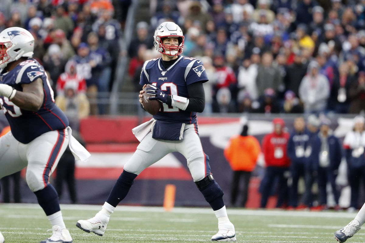 New England Patriots quarterback Tom Brady looks downfield during the second half against the Miami Dolphins at Gillette Stadium.