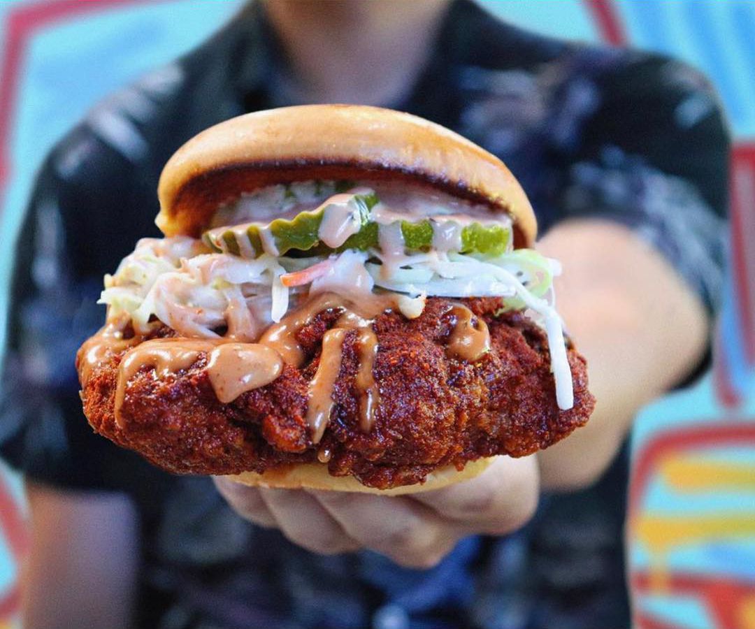 Nashville-style hot chicken sandwich from World Famous Hotboys