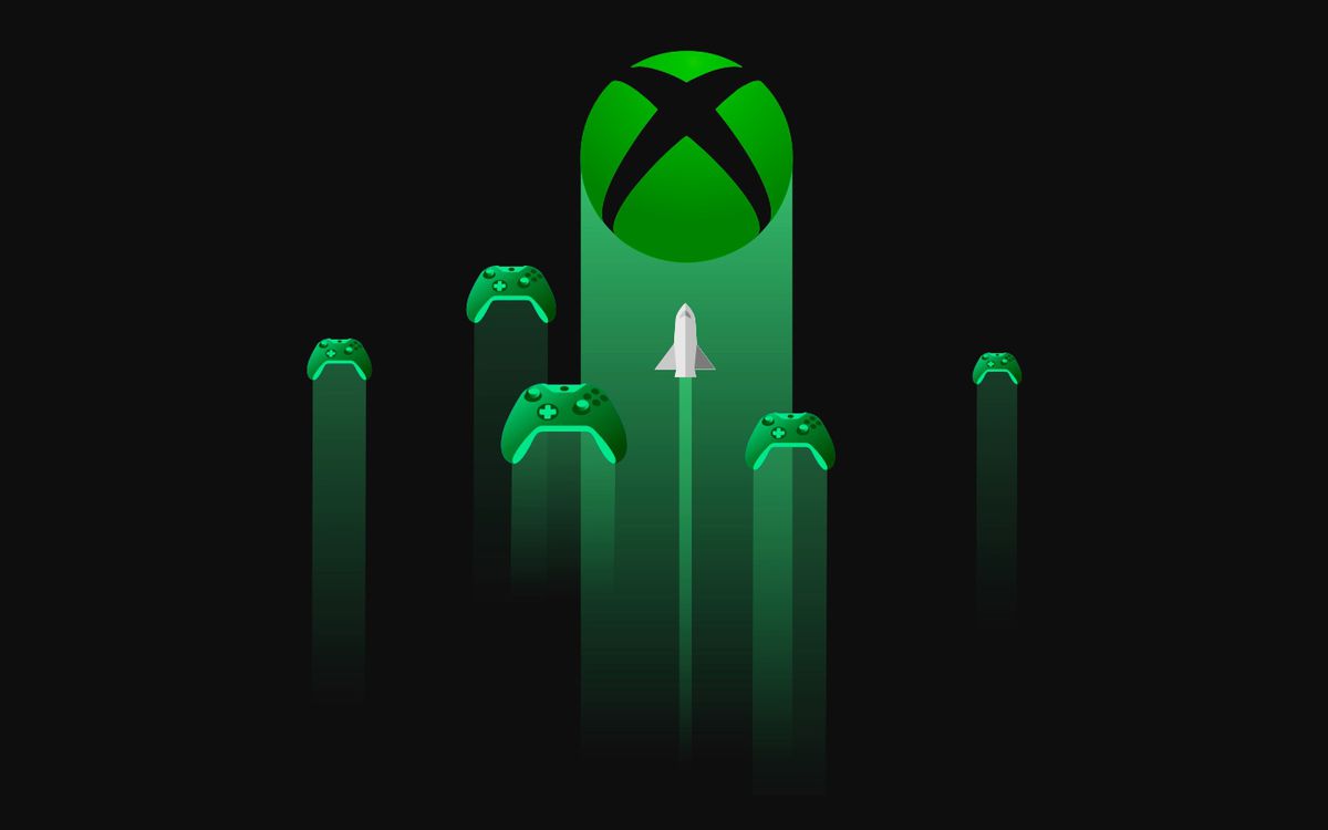 ilustraciones para Project xCloud con el logotipo de Xbox y los controladores de Xbox