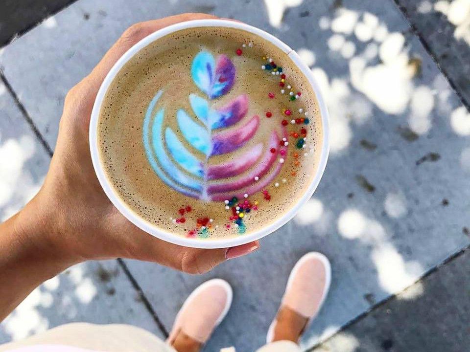 Rainbow latte at Little Rainbow Cafe