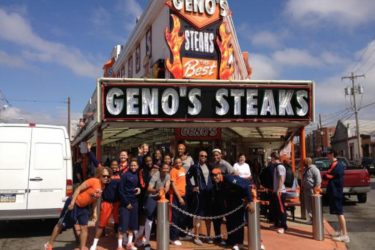 The ladies go Genos over Pats. (H/T: <a href="https://twitter.com/#!/SyracuseWBB/status/182145335957782528/photo/1" target="new">SU Womens BB Twitterfeed</a>)