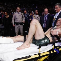 Sean O’Malley is stretchered out at UFC 222.