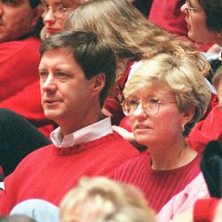 FILE - Chris Hill and his wife at a Utah basketball game 1/17/98. photo by Tom Smart