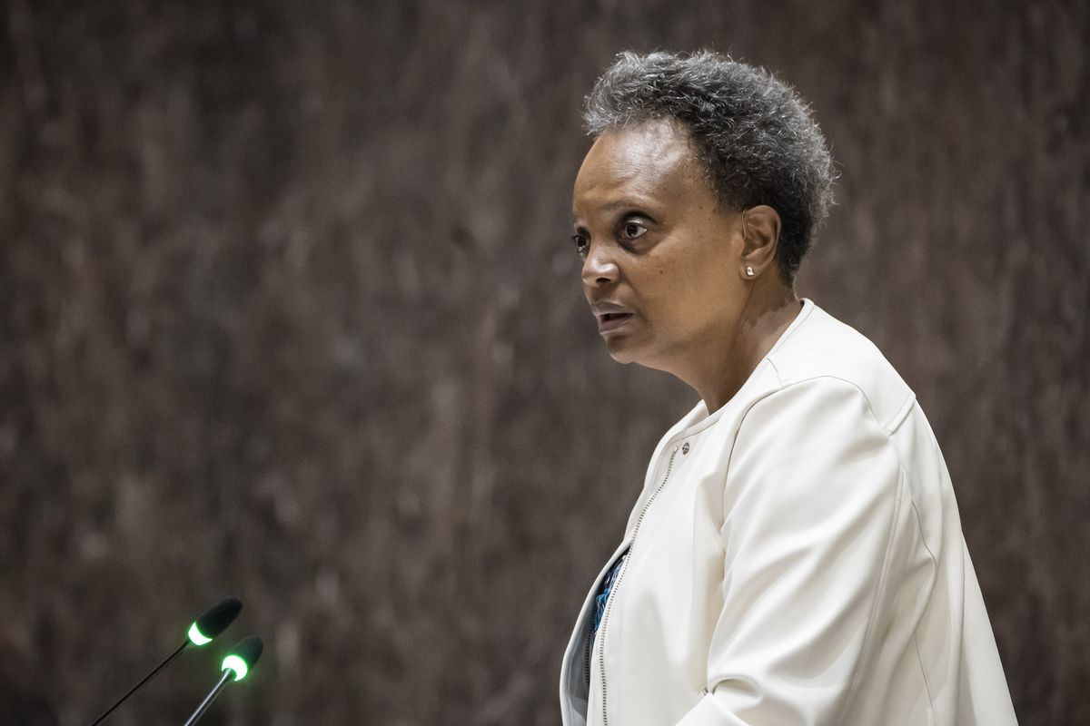 Mayor Lori Lightfoot presides over a Chicago City Council meeting at City Hall, Wednesday morning, Dec. 15, 2021.