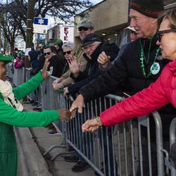 Mayoral Candidate Lori Lightfoot in the Chicago South Side St. Patrick’s Day Parade, Sunday, March 17th. | James Foster/For the Sun-Times