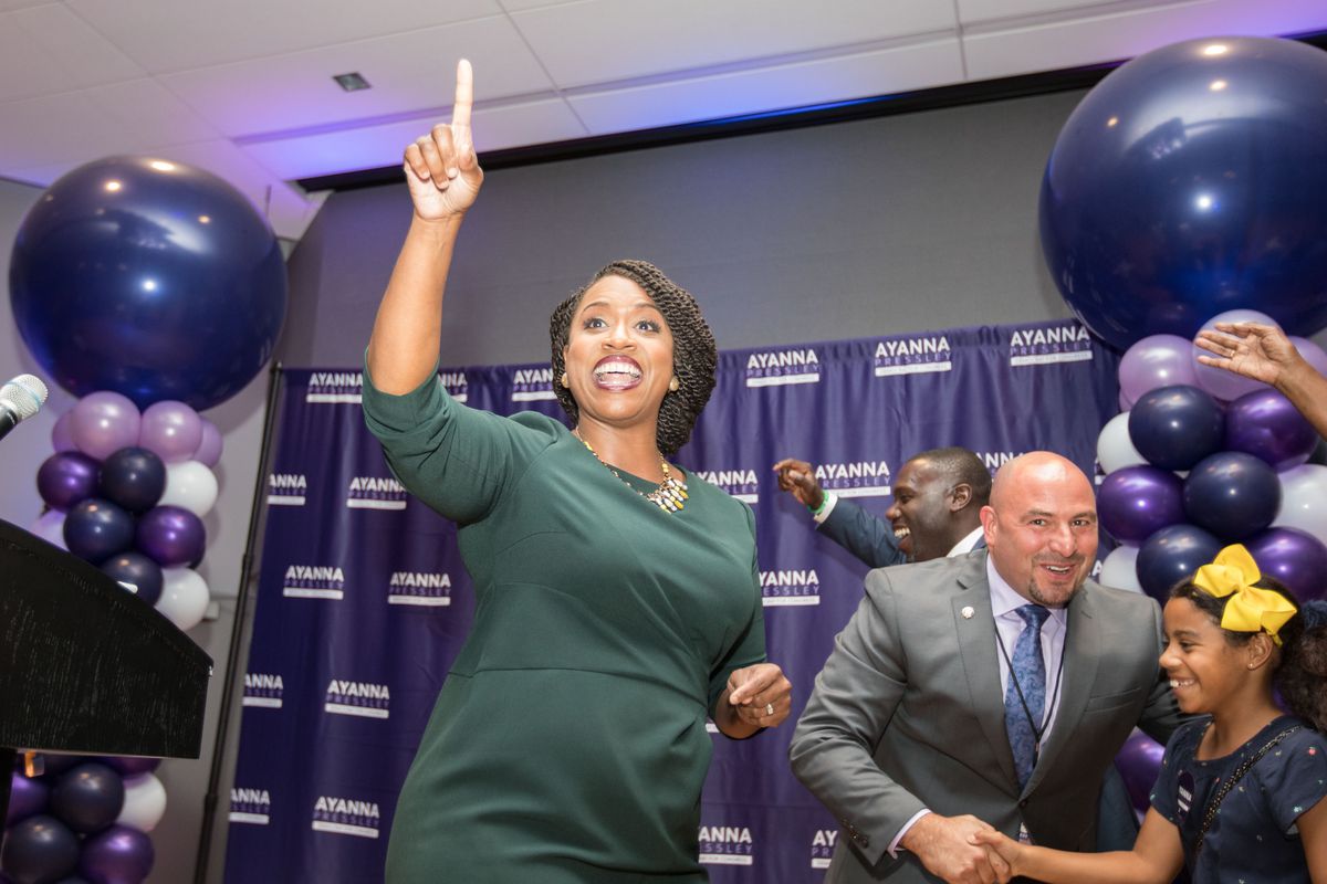 Boston City Councilwomen And House Democratic Candidate Ayanna Pressley Attends Primary Night Gathering In Boston