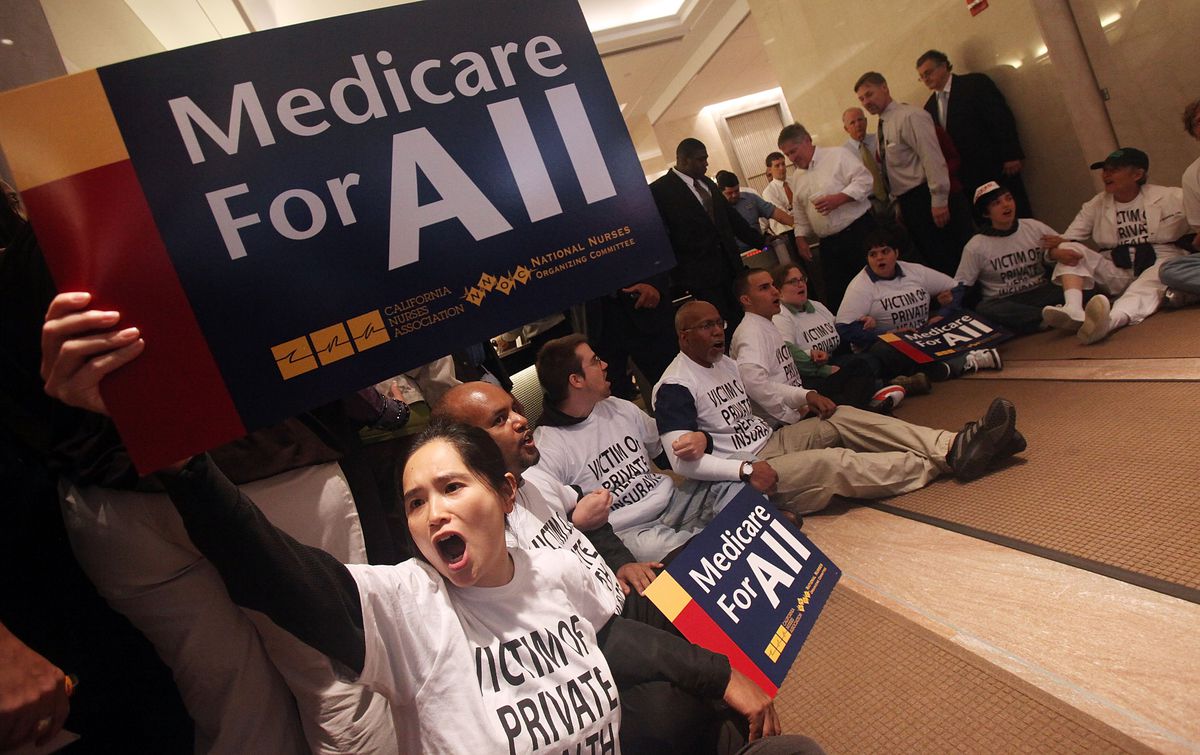 Health Care Activists Conduct Sit In At An Aetna Insurance Office