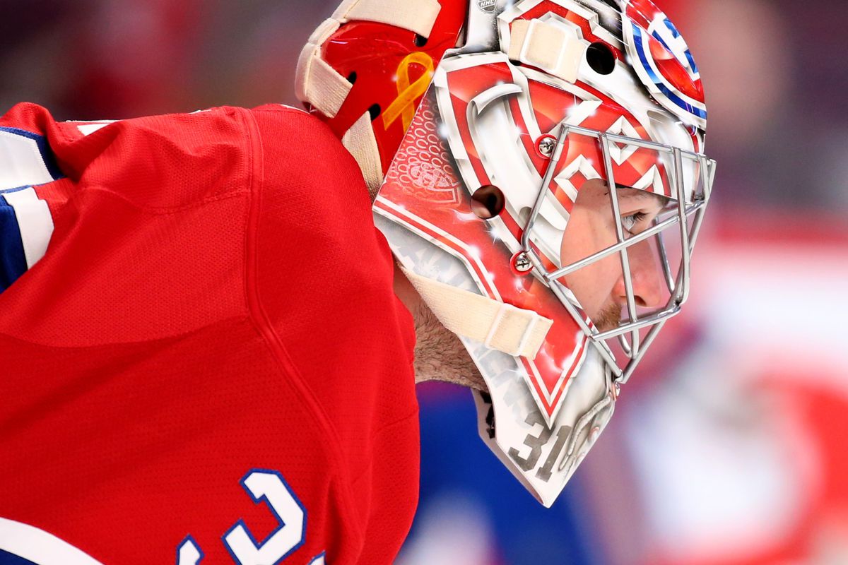 Mar 19, 2015; Montreal, Quebec, CAN; Montreal Canadiens goalie Carey Price (31) before the game against Carolina Hurricanes at Bell Centre. Mandatory Credit: Jean-Yves Ahern-USA TODAY Sports