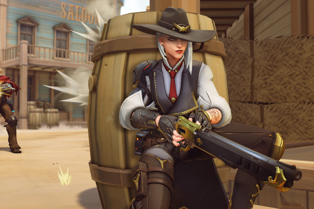 Overwatch - Ashe and McCree engage in a shoot out in a Western town