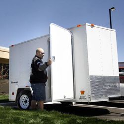 Joe Singleton, maintenance director, closes up the emergency response trailer at Avalon West Health & Rehabilitation in Taylorsville on Thursday, April 18, 2013. The trailer contains blankets, a generator, a water-purifying system, first aid kits, flashlights, batteries and hand tools.