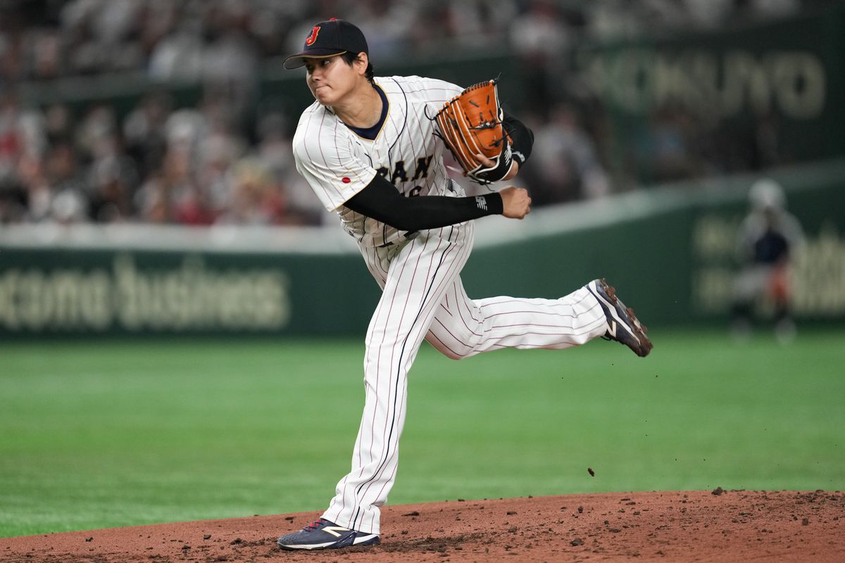 Shohei Ohtani #26 of Team Japan pitches during the 2023 World Baseball Classic Quarterfinals game between Team Italy and Team Japan at Tokyo Dome on Thursday, March 16, 2023 in Tokyo, Japan.