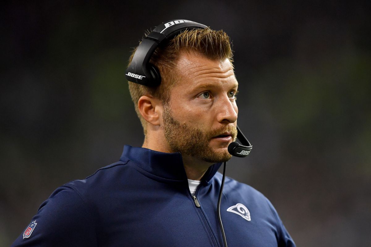 Los Angeles Rams Head Coach Sean McVay watches from the sidelines during the Week 5 game against the Seattle Seahawks, Oct. 3, 2019.