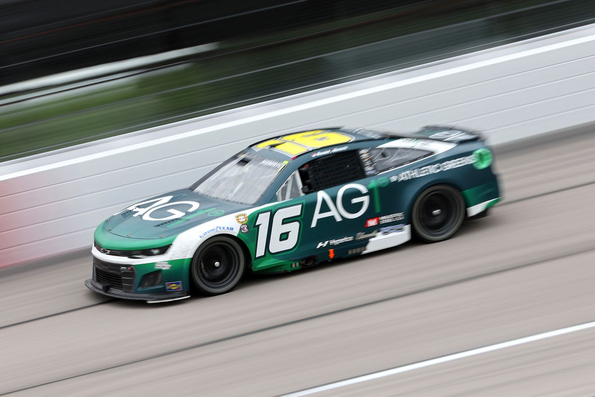 Daniel Hemric, driver of the #16 AGI by Athletic Greens Chevrolet, drives during the NASCAR Cup Series Goodyear 400 at Darlington Raceway on May 08, 2022 in Darlington, South Carolina.