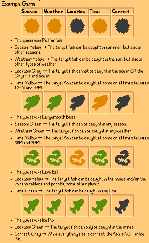 The official rules for Pufferdle, showing a range of examples.