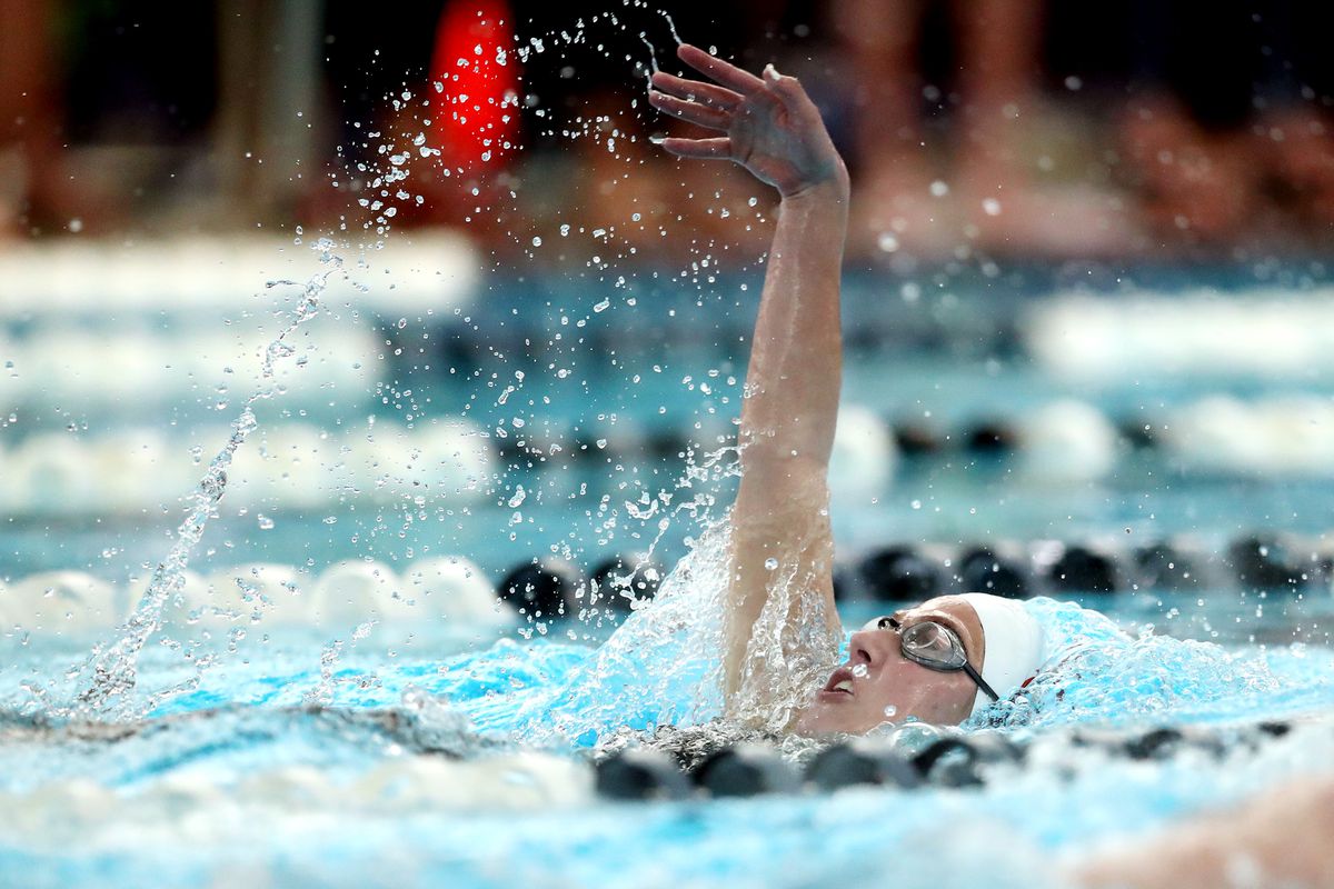 American Fork’s Allie Hill competes in and wins the 200-yard individual medley as 6A boys and girls compete in the state swim finals at BYU in Provo on Saturday, Feb. 15, 2020.
