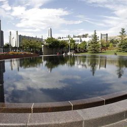  The Reflecting Pond on Temple Square during LDS Church Conference in Salt Lake City  Saturday, Oct. 1, 2011. 