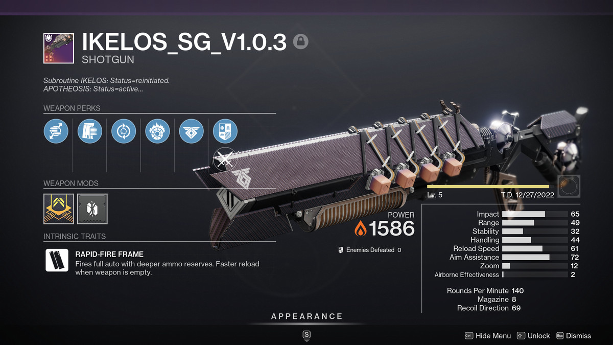 The Ikelos shotgun in Destiny 2