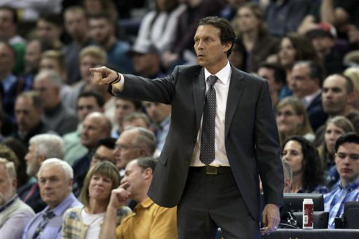 Utah Jazz's head coach Quin Snyder gestures from the sidelines to his players during the second half of an NBA basketball game against the Phoenix Suns Thursday, March 17, 2016, in Salt Lake City. The Jazz won 103-69. 
