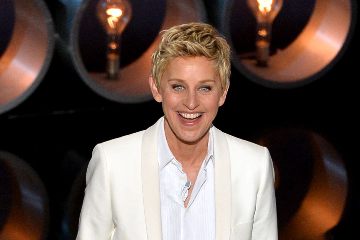 Host Ellen DeGeneres speaks onstage during the Oscars at the Dolby Theatre on March 2, 2014 in Hollywood, California.