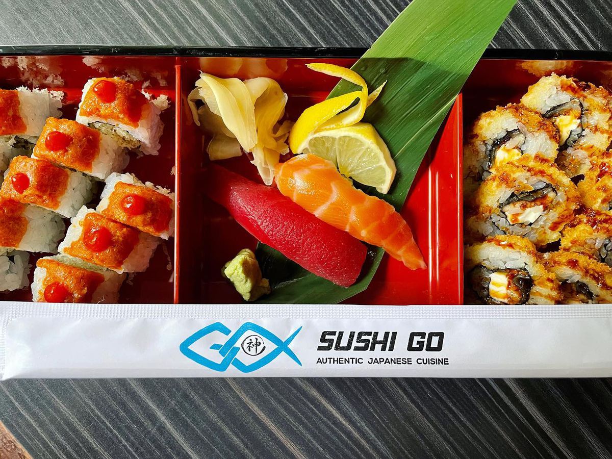 Sushi in a bento box.