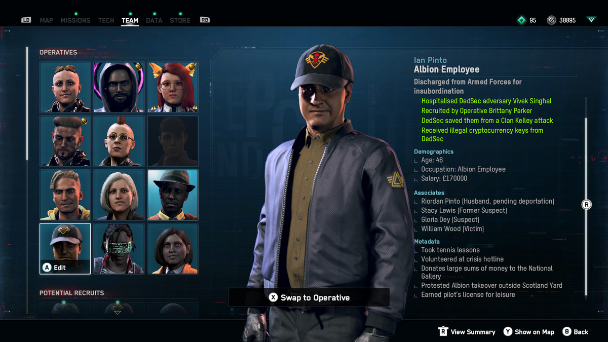 Watch Dogs: Legion character bio for a gay man who works for the fascist government locking down London