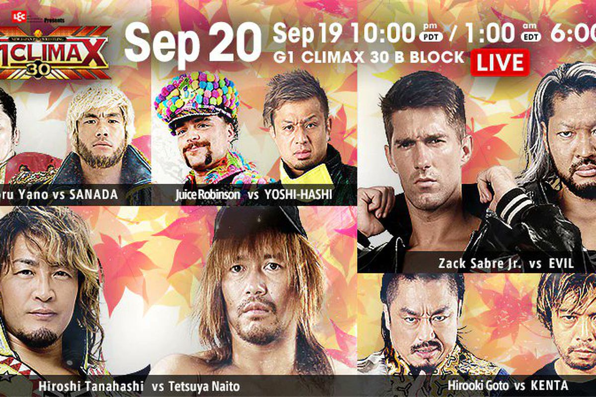 Match lineup for G1 Climax 30 night two