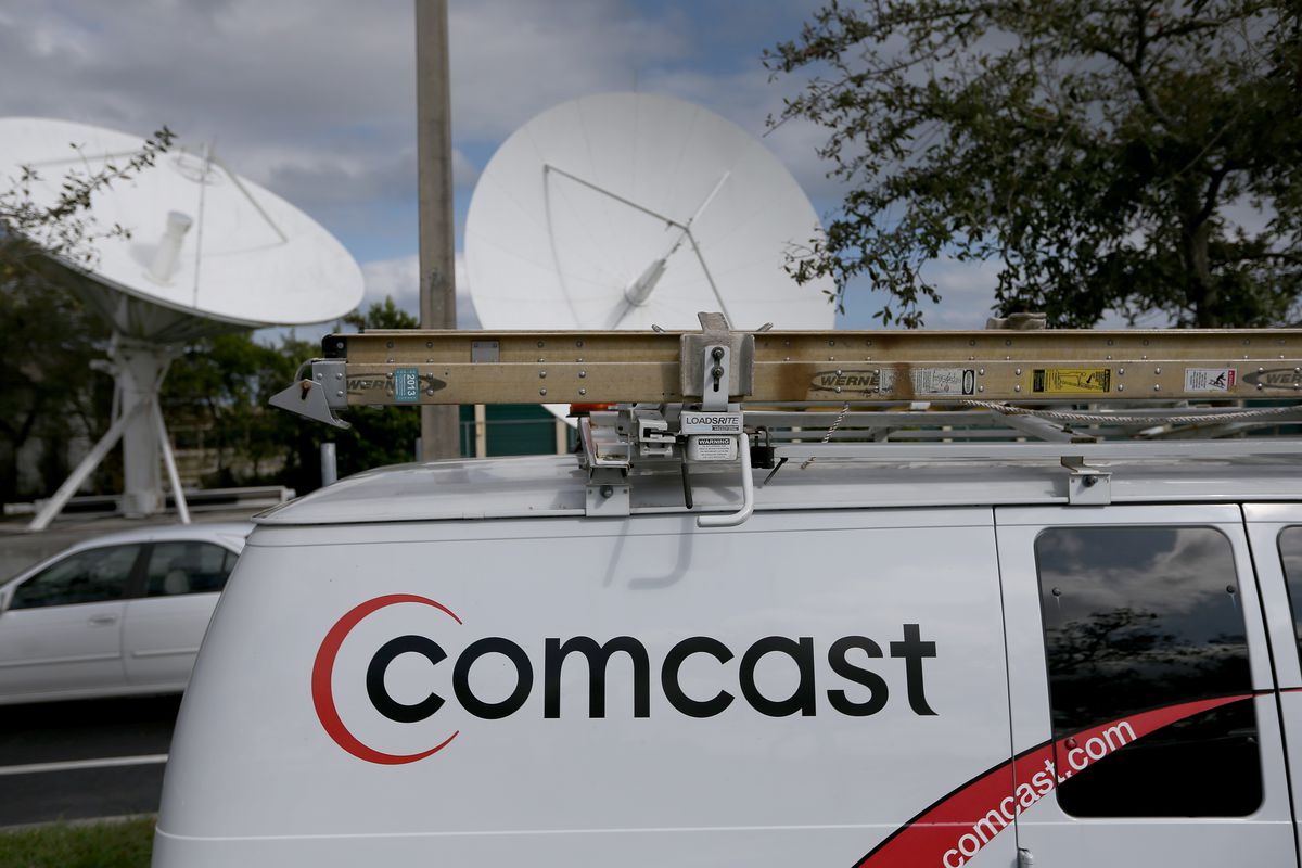 A Comcast truck is seen parked at one of their centers on February 13, 2014 in Pompano Beach, Florida.