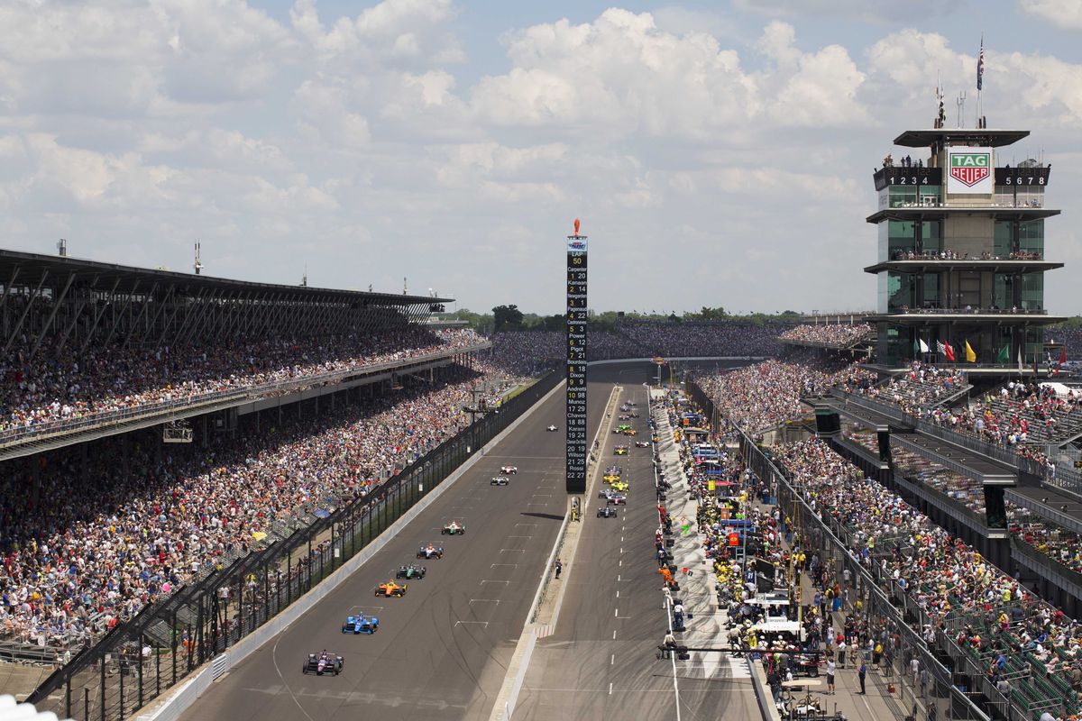 A general view during the 102nd Running of the Indianapolis 500 at Indianapolis Motor Speedway.