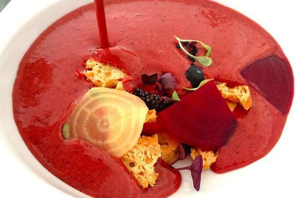 Summer Berry Gazpacho, Armagnac Poached Foie Gras, Pickled Beets at Petrossian by MyLastBite