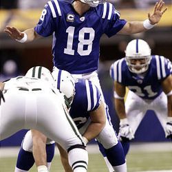 On any given offensive play during Colts' games, QB Peyton Manning makes several adjustments at the line of scrimmage. Manning is renowned for his ability to read defenses.  