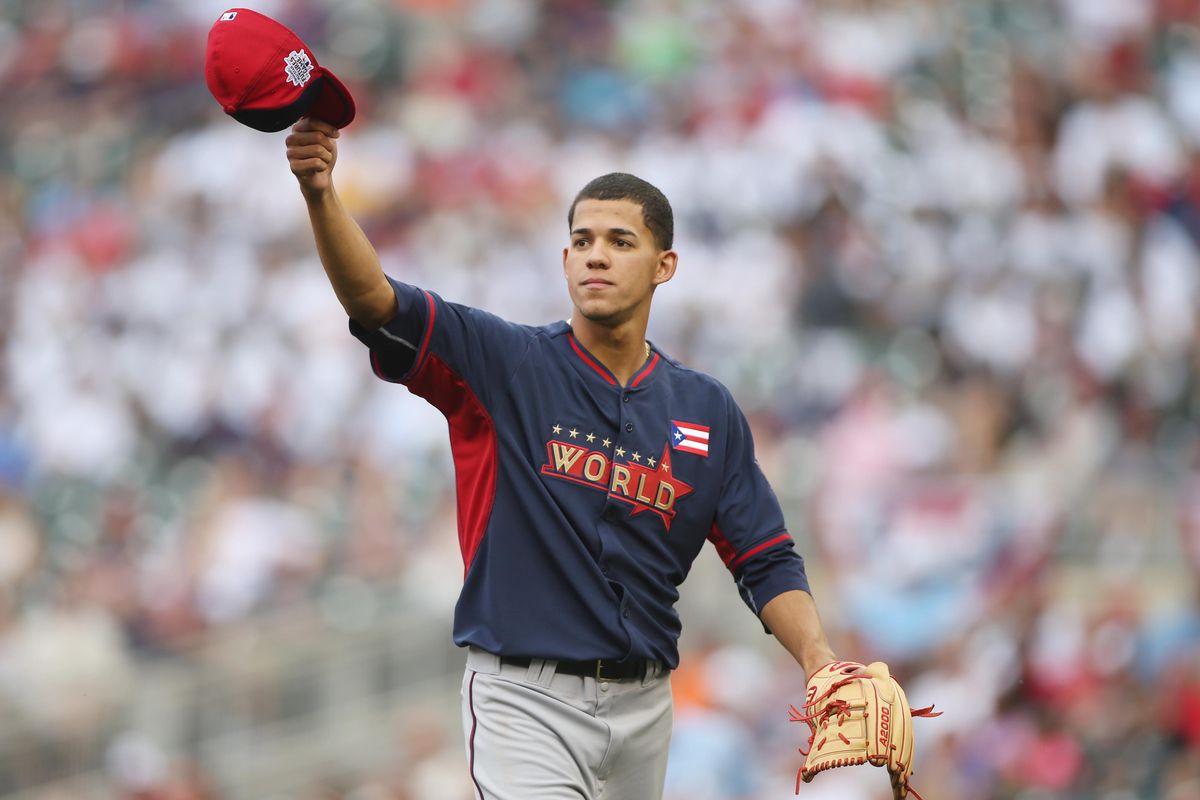 Jose Berrios started the Futures Game for the World Team at Target Field.