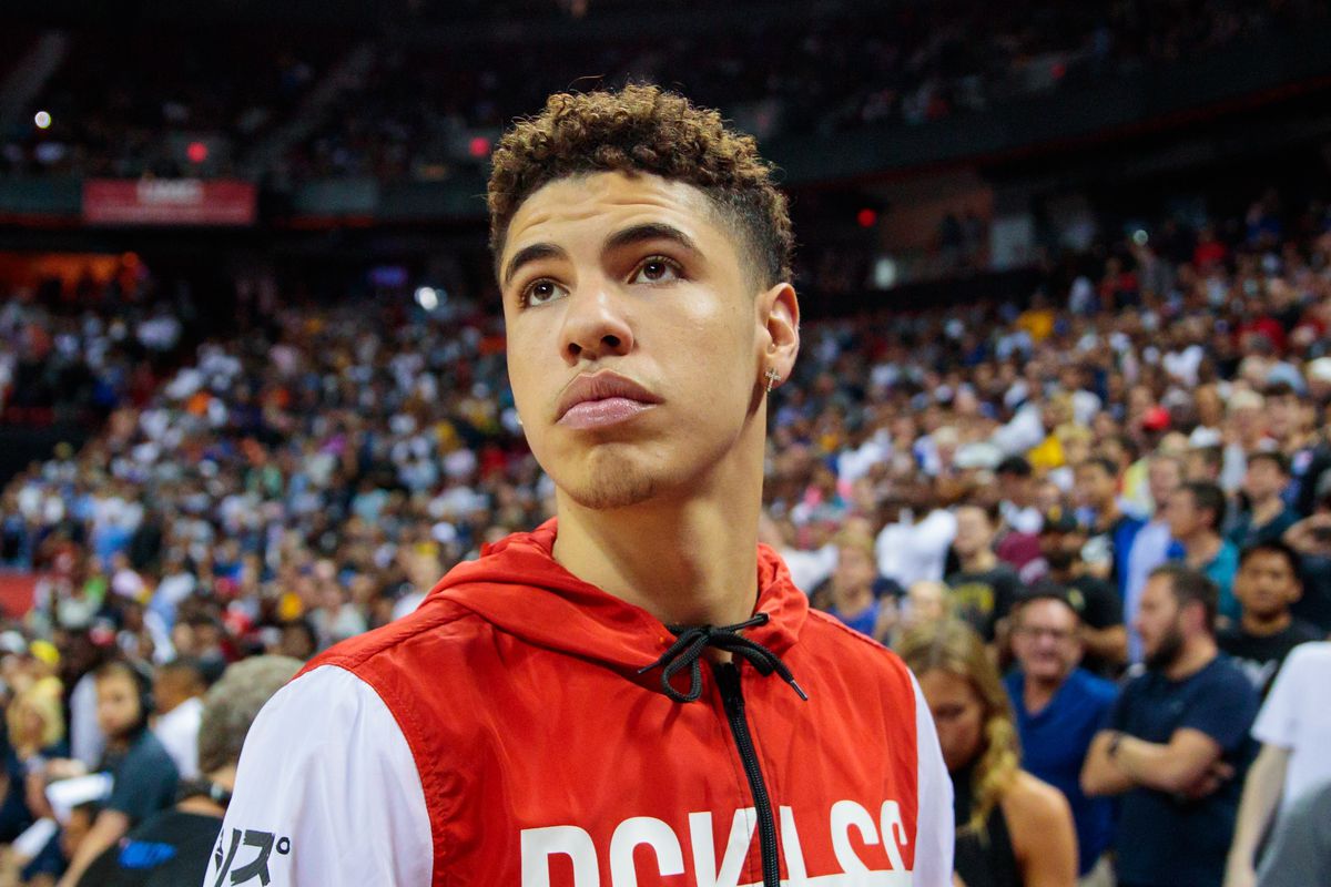 Basketball player LaMelo Ball in attendance of the New Orleans Pelicans against the New York Knicks game during the NBA Summer League at Thomas &amp; Mack Center.