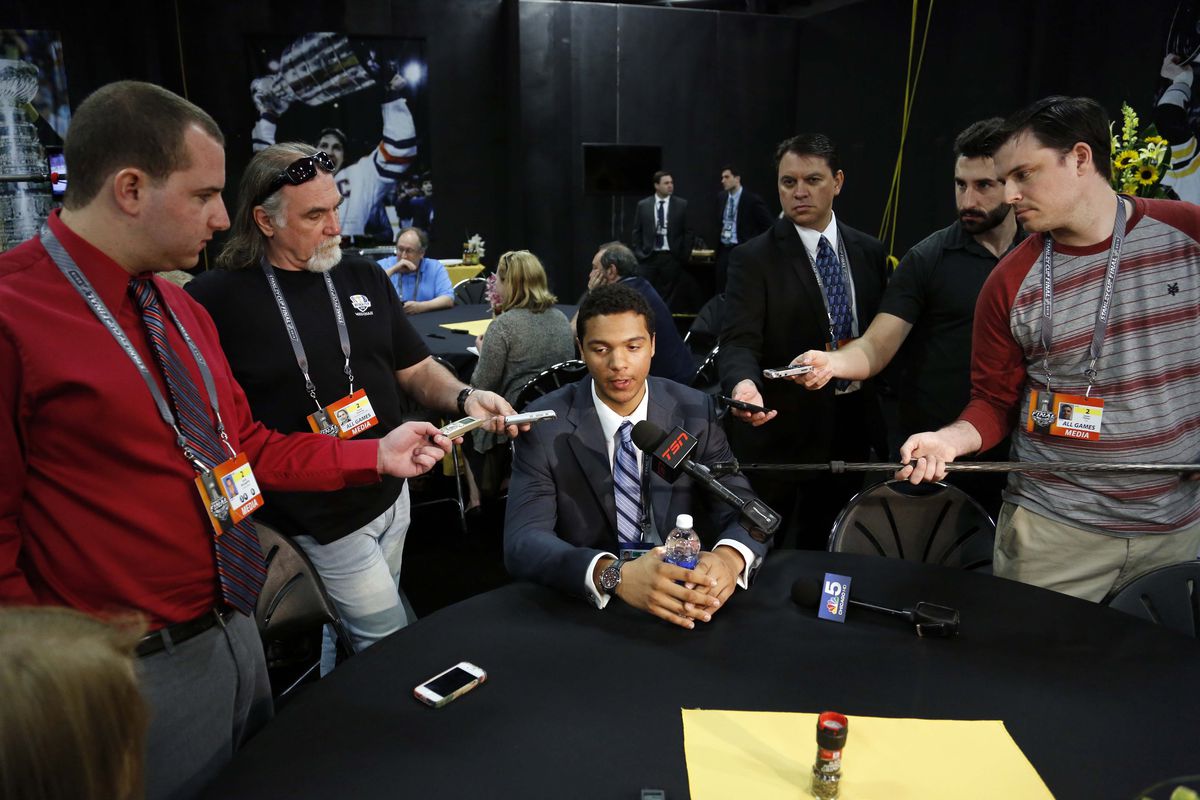 Is that SB Nation's own Travis Hughes on the far right? Only top prospect Seth Jones knows for sure.