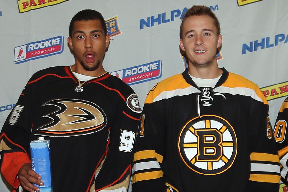 Oh, you! Rookies Emerson Etem and Ryan Spooner.